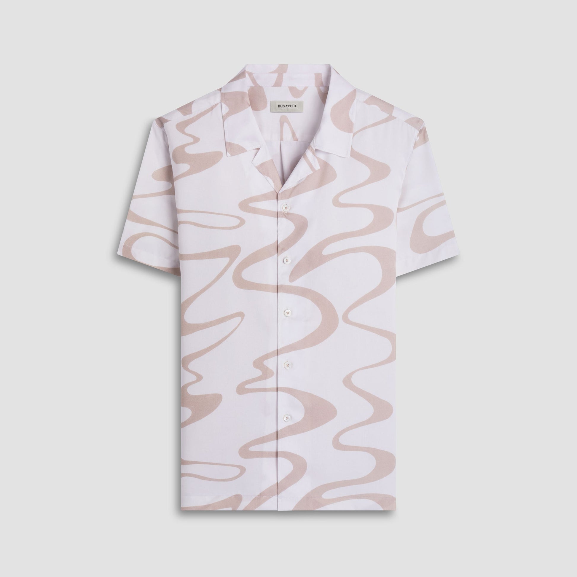 Bugatchi Jackson Abstract Wave Camp Shirt Sand