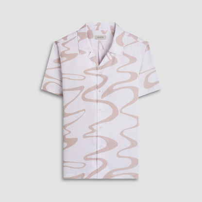 Bugatchi Jackson Abstract Wave Camp Shirt Sand