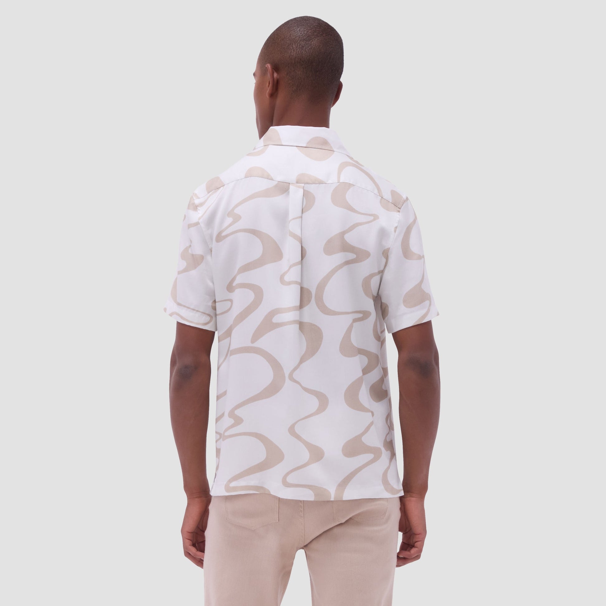 Bugatchi Jackson Abstract Wave Camp Shirt Sand