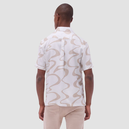 Bugatchi Jackson Abstract Wave Camp Shirt Sand