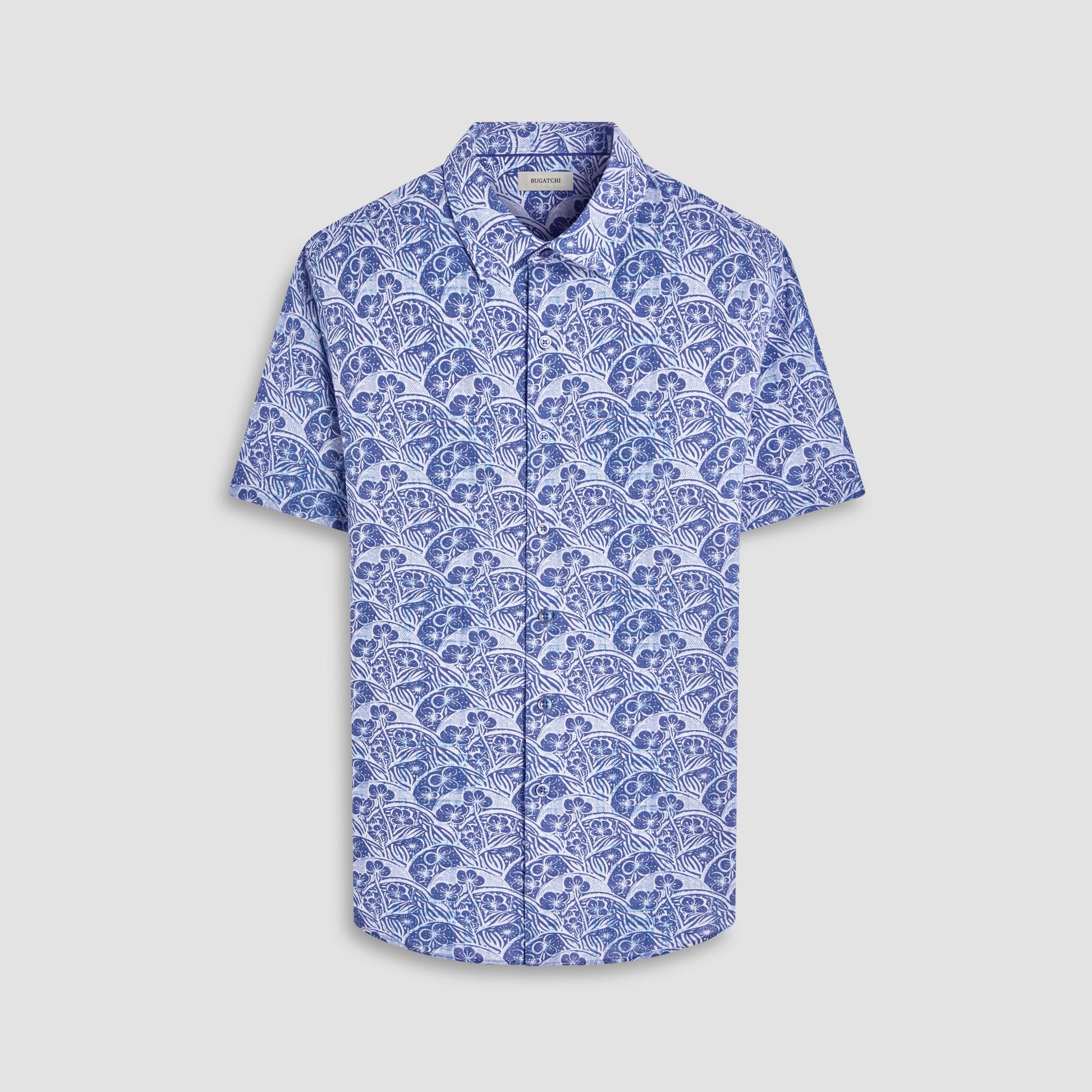 Bugatchi Orson Floral Short-Sleeve Shirt Indigo