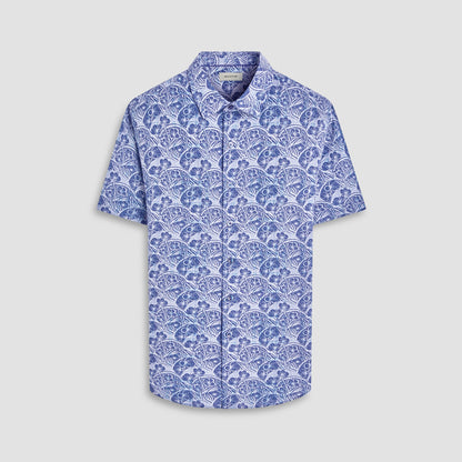 Bugatchi Orson Floral Short-Sleeve Shirt Indigo