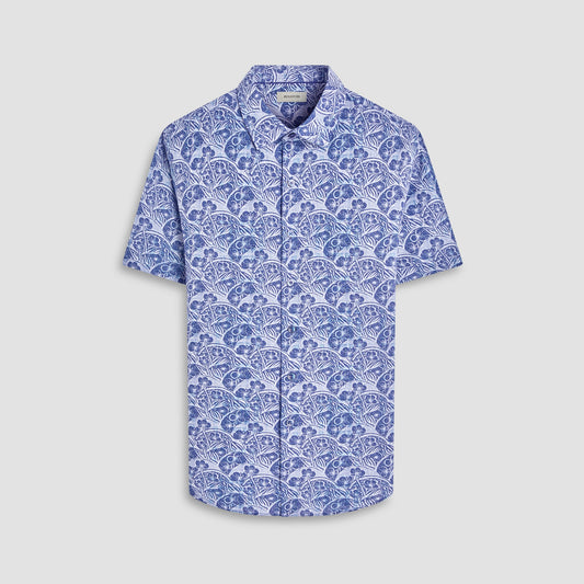 Bugatchi Orson Floral Short-Sleeve Shirt Indigo