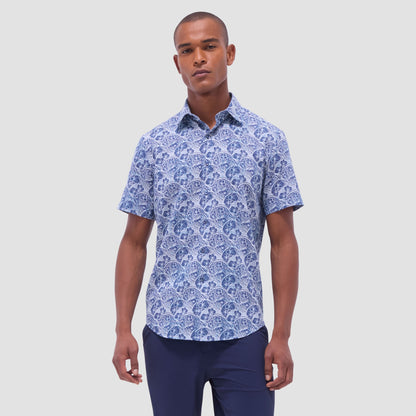 Bugatchi Orson Floral Short-Sleeve Shirt Indigo