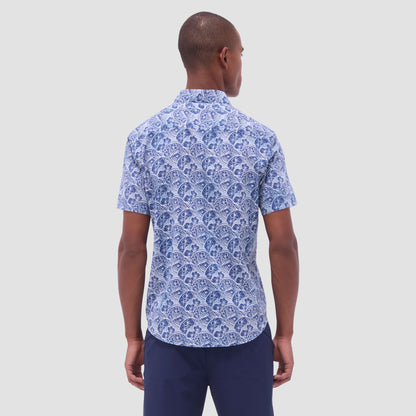 Bugatchi Orson Floral Short-Sleeve Shirt Indigo