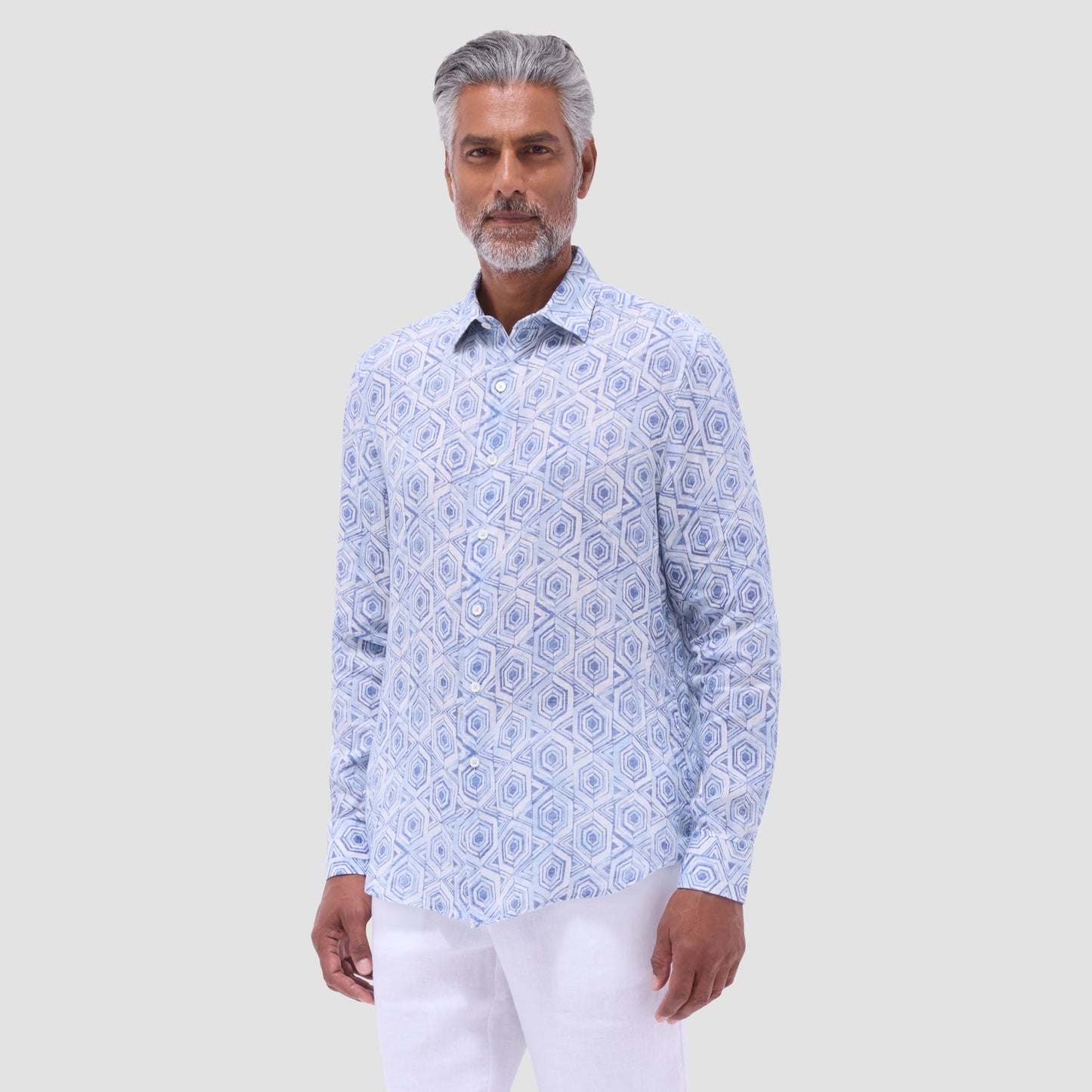 Bugatchi Julian Geometric Shirt Air Blue