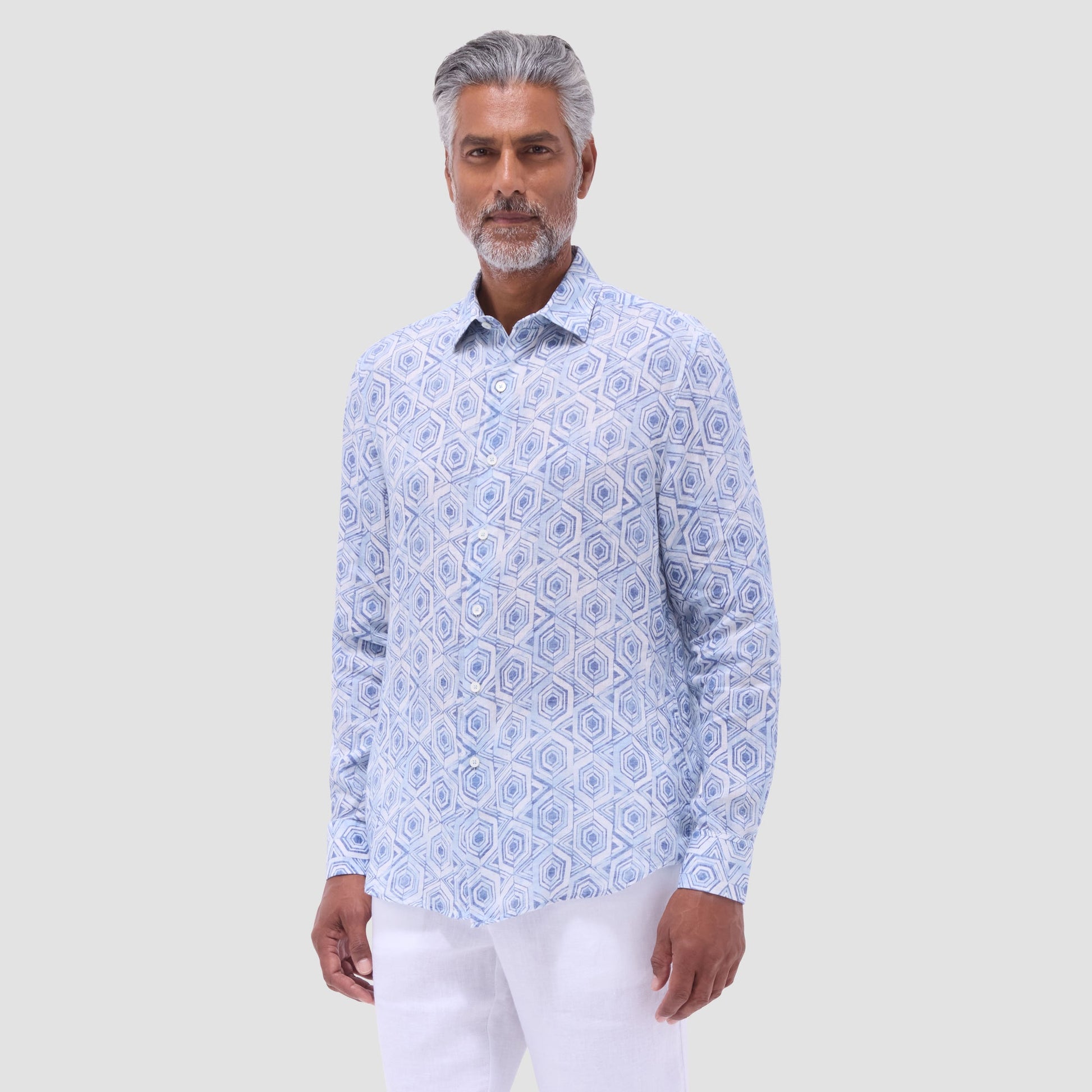 Bugatchi Julian Geometric Shirt Air Blue