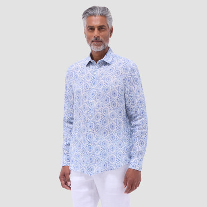 Bugatchi Julian Geometric Shirt Air Blue