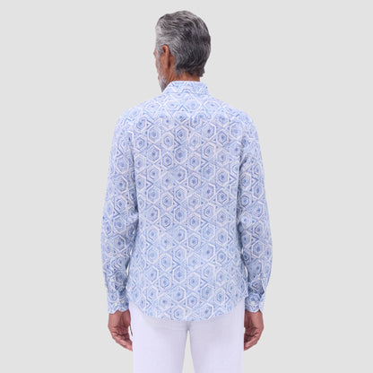 Bugatchi Julian Geometric Shirt Air Blue