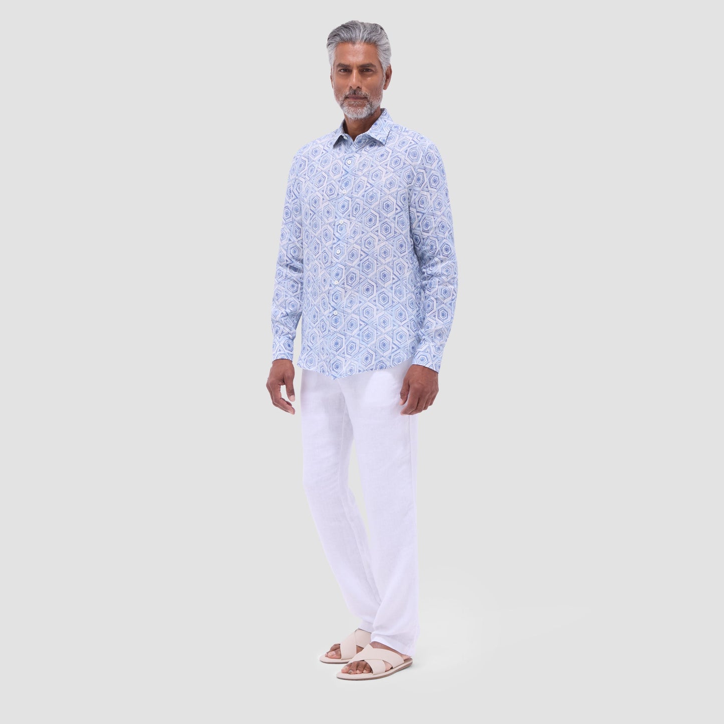 Bugatchi Julian Geometric Shirt Air Blue