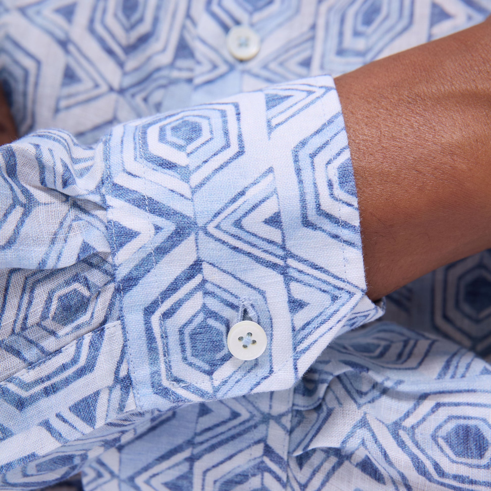 Bugatchi Julian Geometric Shirt Air Blue