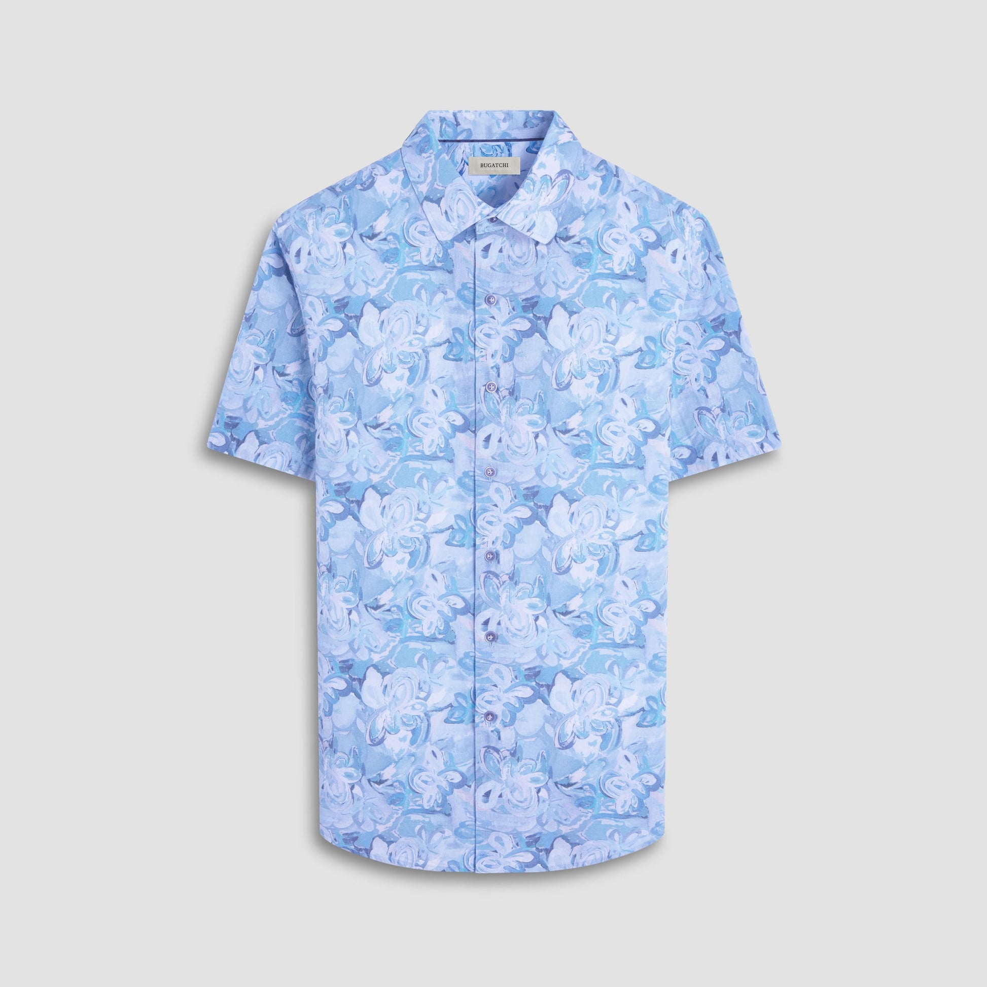 Bugatchi Orson Floral Short-Sleeve Shirt Teal