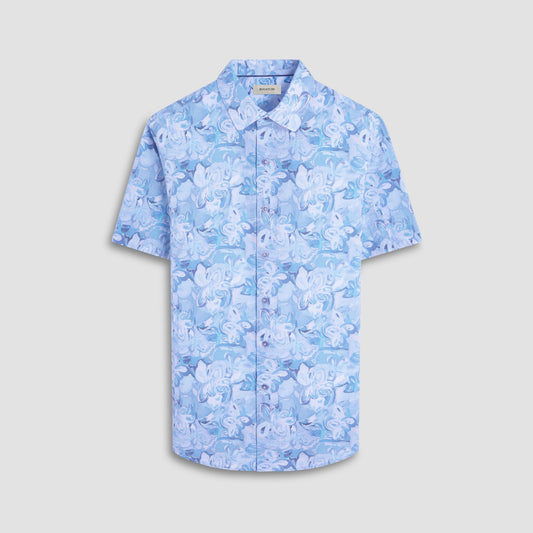 Bugatchi Orson Floral Short-Sleeve Shirt Teal