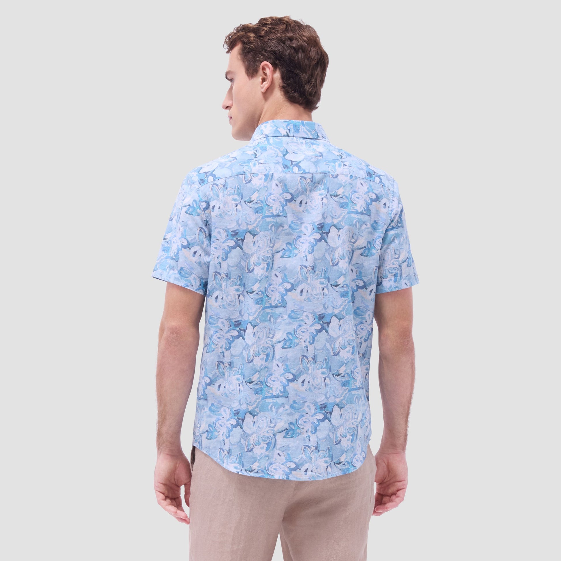 Bugatchi Orson Floral Short-Sleeve Shirt Teal