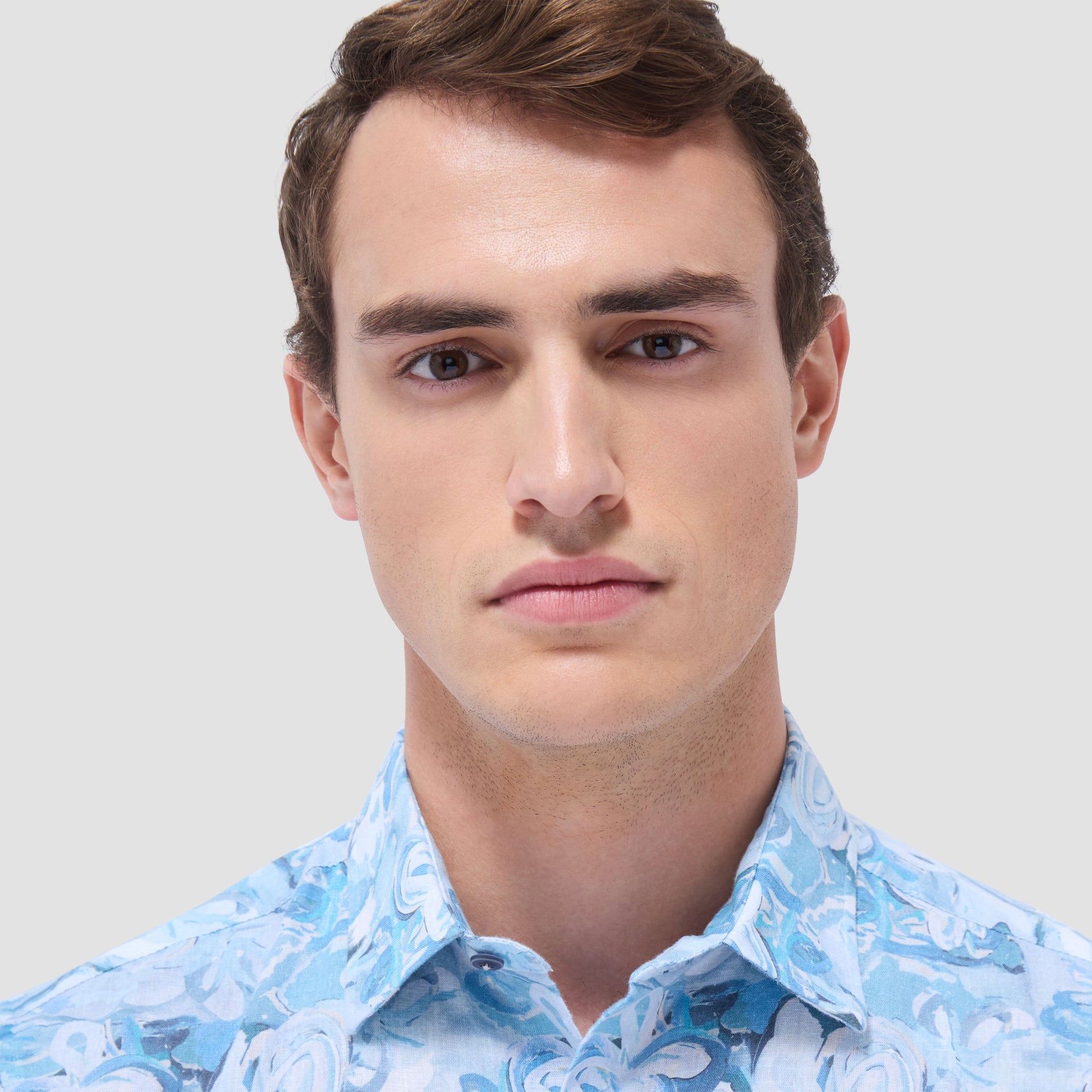 Bugatchi Orson Floral Short-Sleeve Shirt Teal