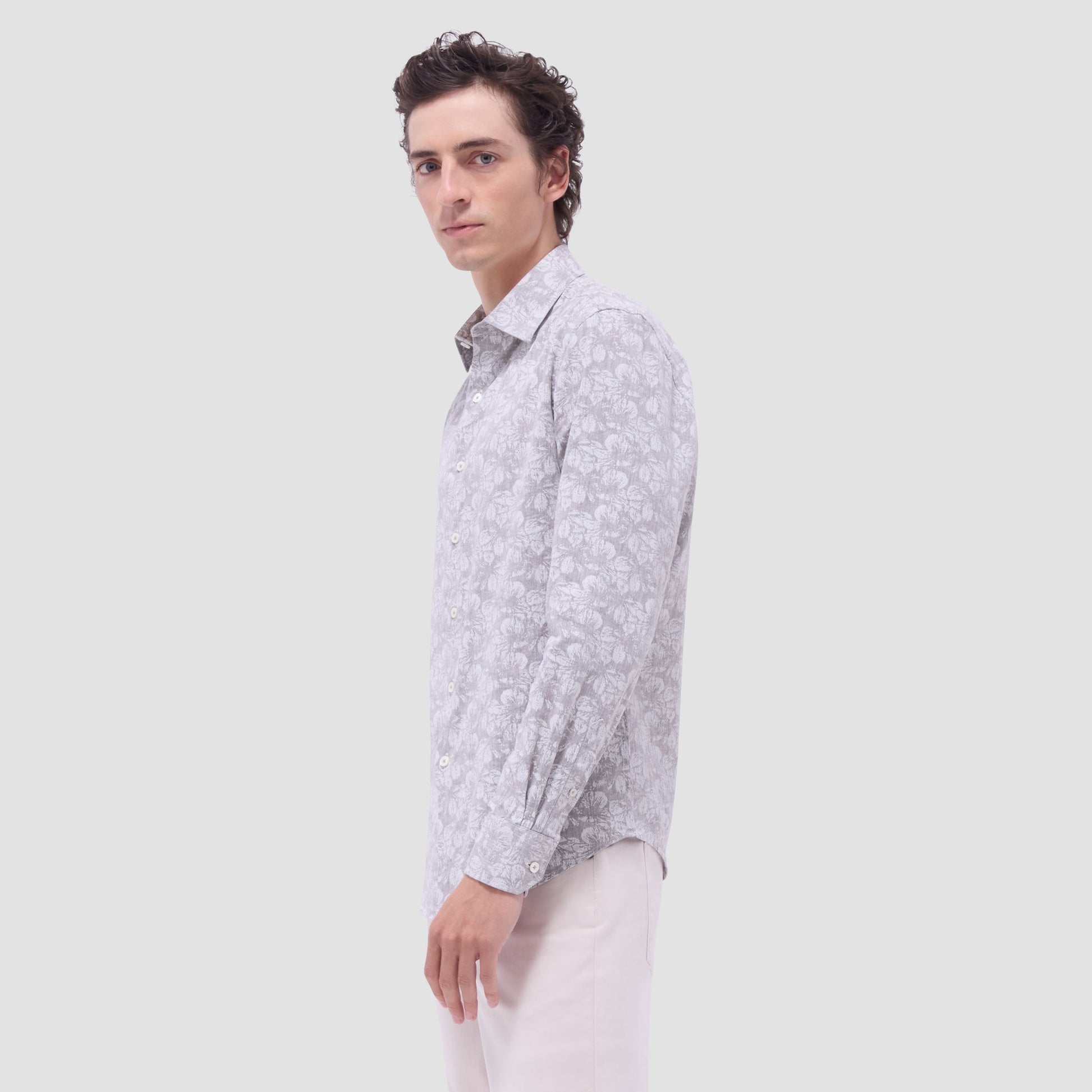 Bugatchi Julian Floral Shirt Olive