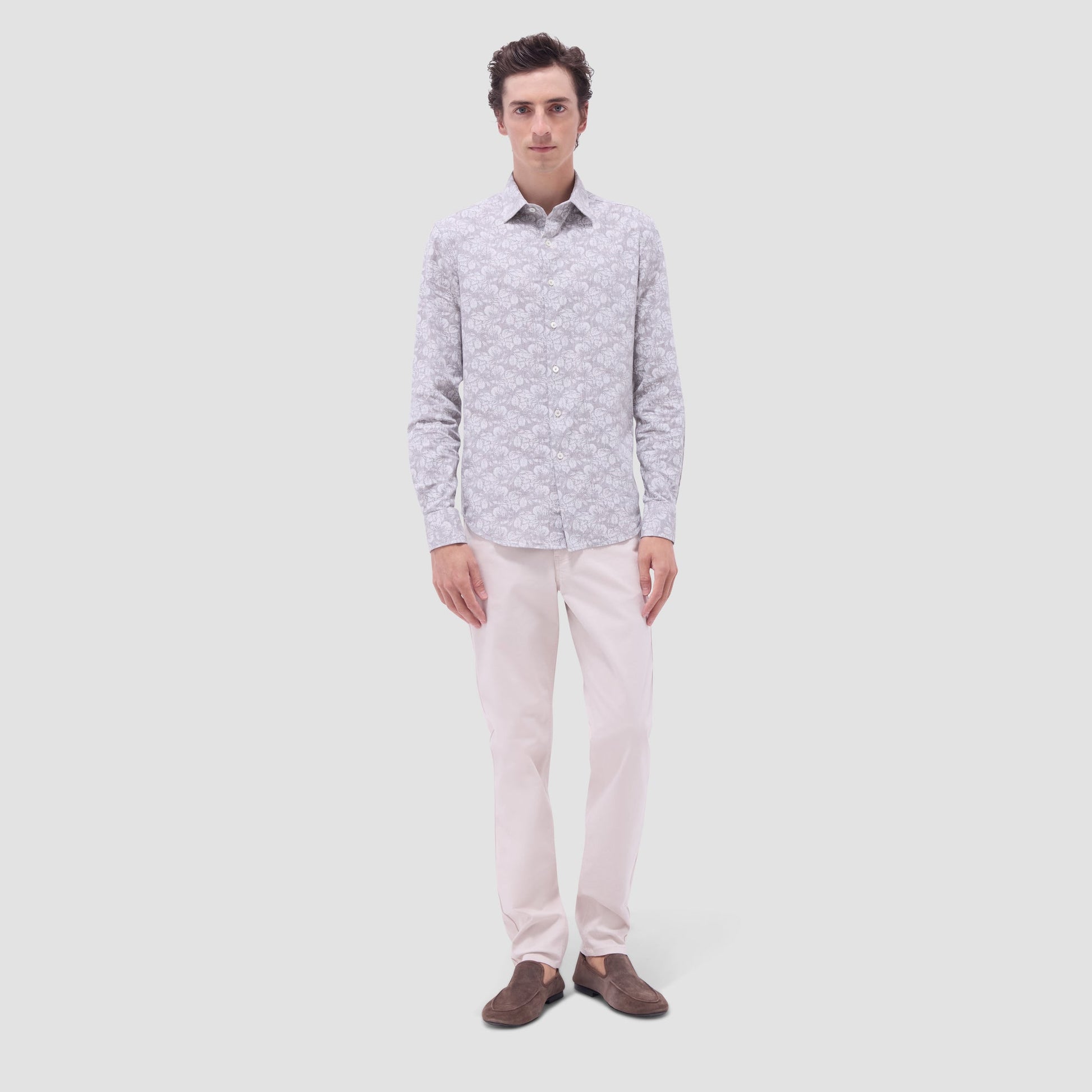 Bugatchi Julian Floral Shirt Olive
