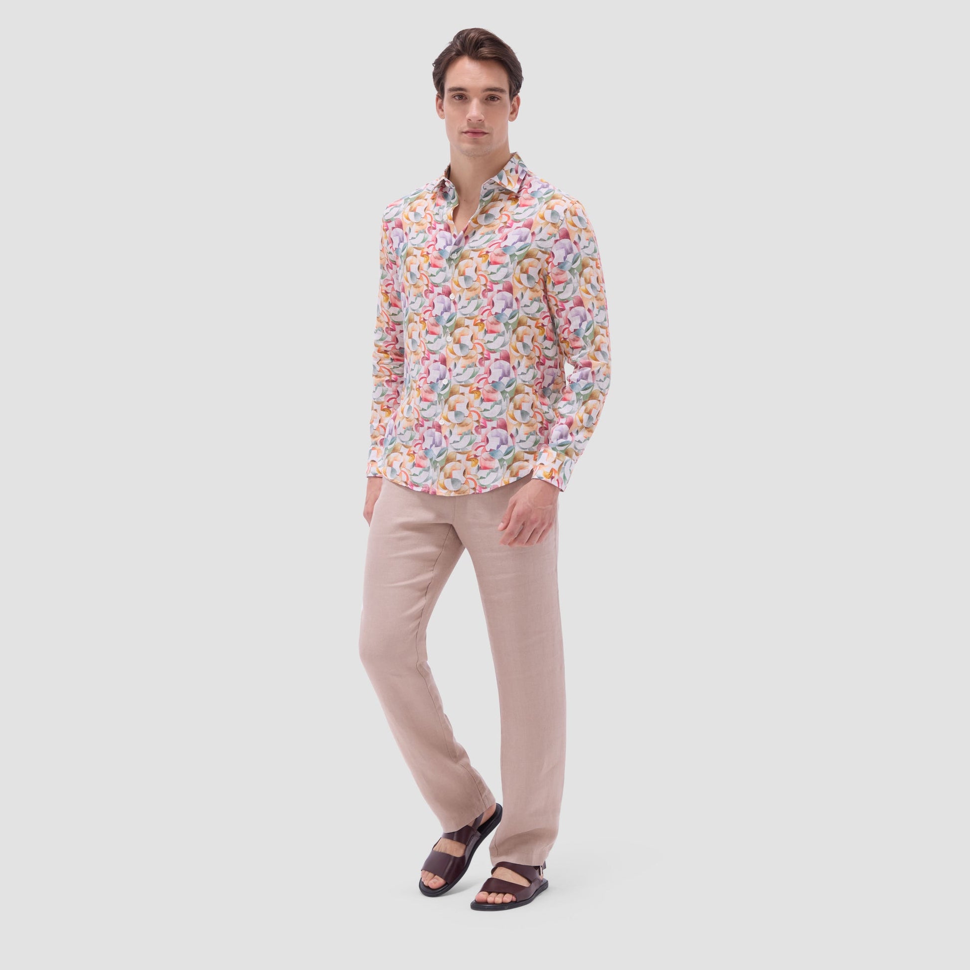 Bugatchi Julian Abstract Shirt Sand