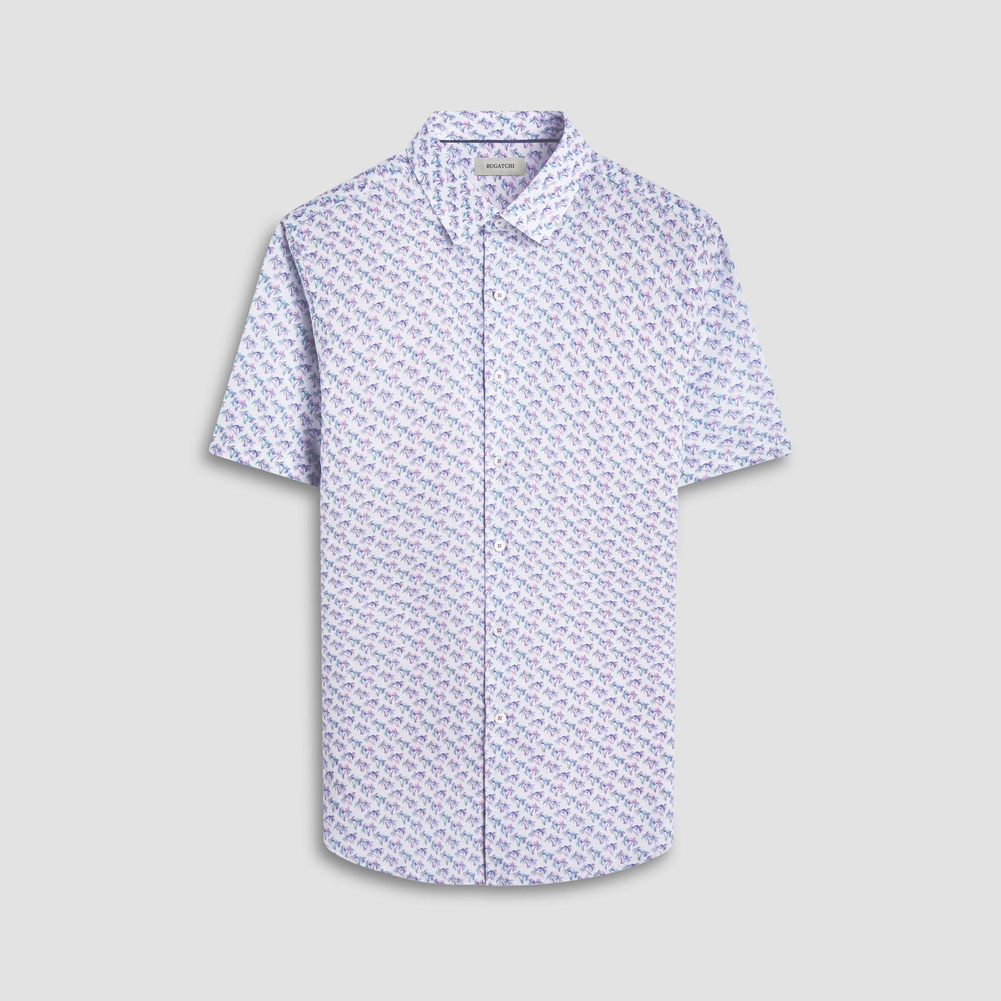 Bugatchi Orson Palm Tree Short-Sleeve Shirt Lilac
