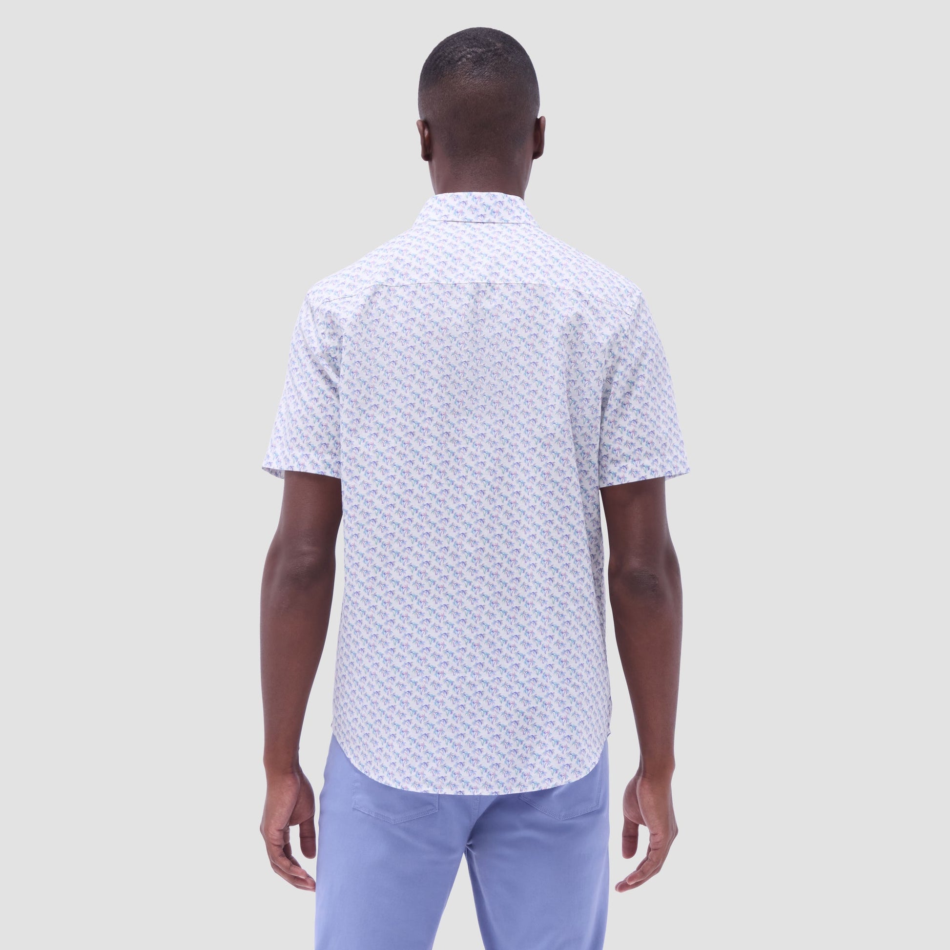 Bugatchi Orson Palm Tree Short-Sleeve Shirt Lilac
