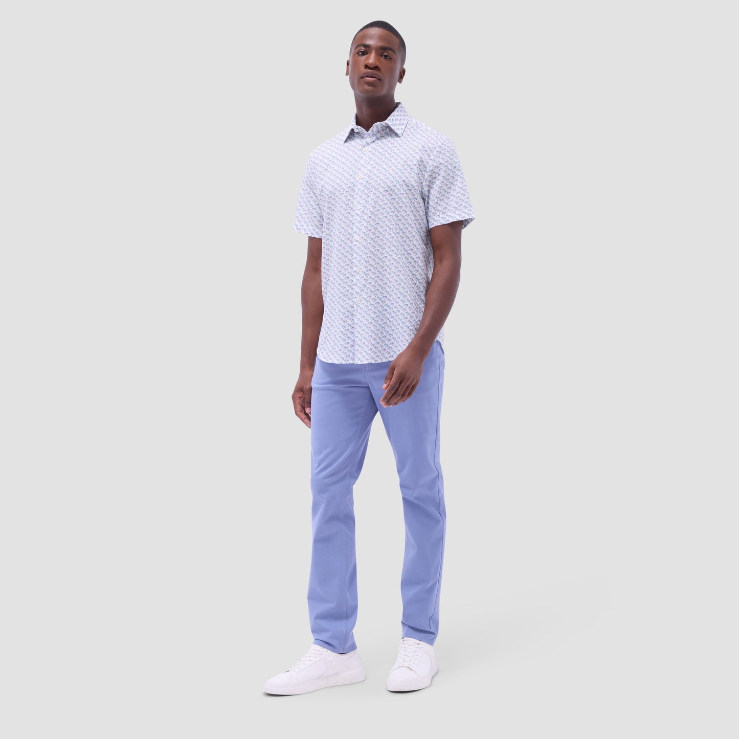 Bugatchi Orson Palm Tree Short-Sleeve Shirt Lilac