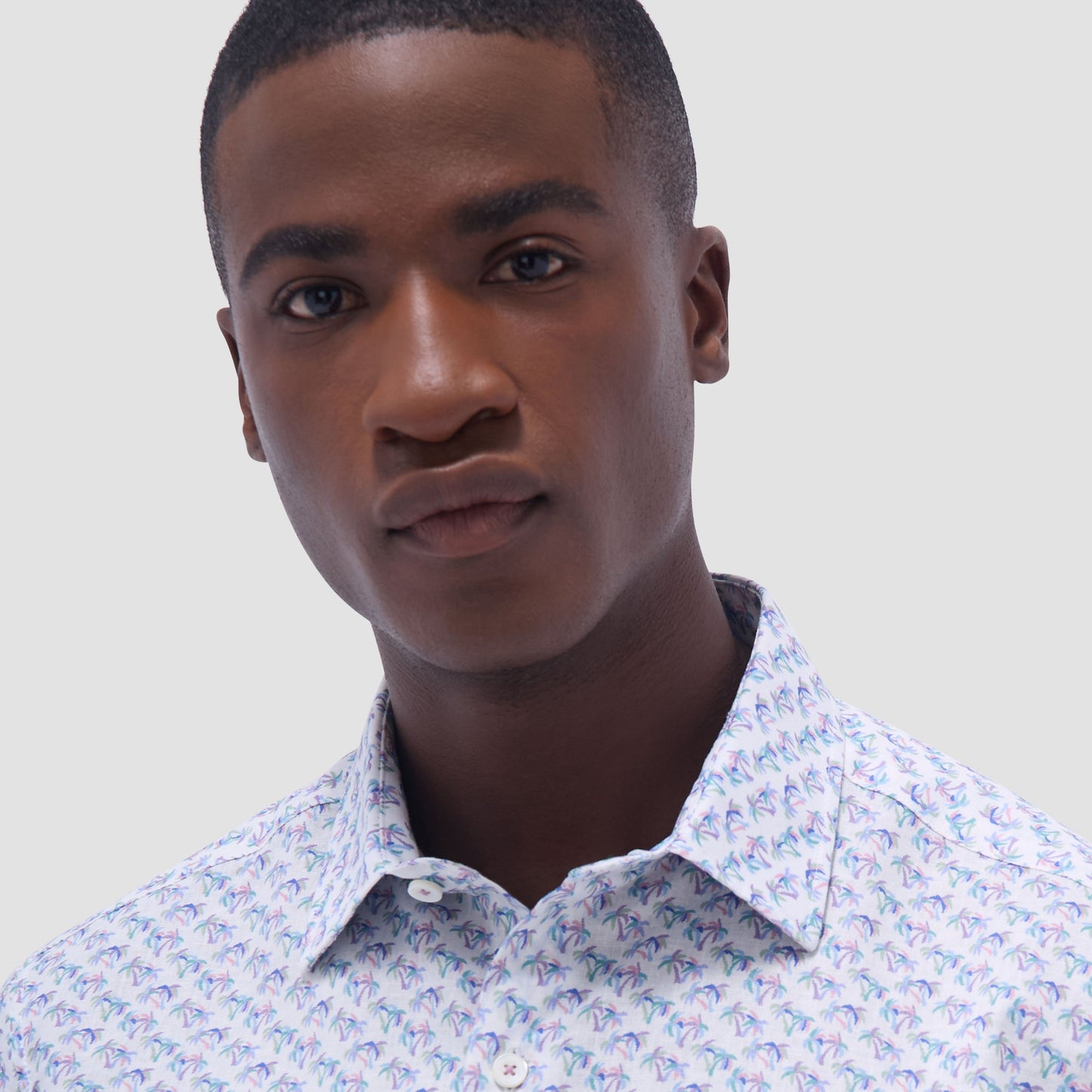 Bugatchi Orson Palm Tree Short-Sleeve Shirt Lilac