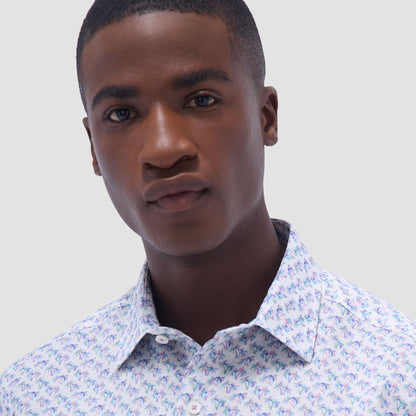 Bugatchi Orson Palm Tree Short-Sleeve Shirt Lilac