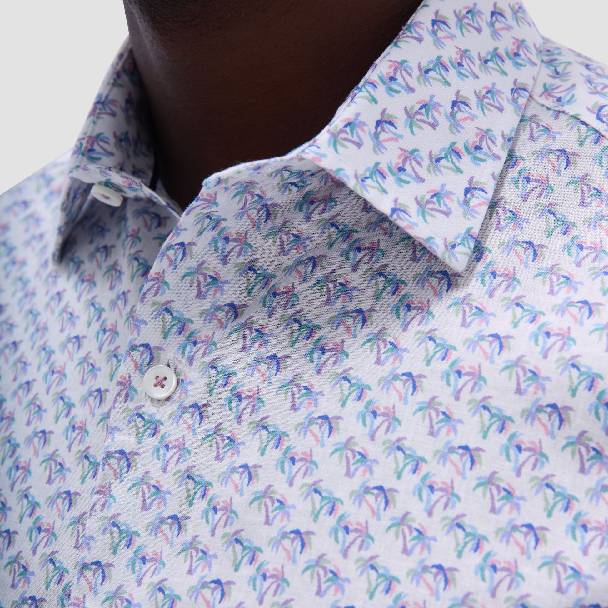 Bugatchi Orson Palm Tree Short-Sleeve Shirt Lilac