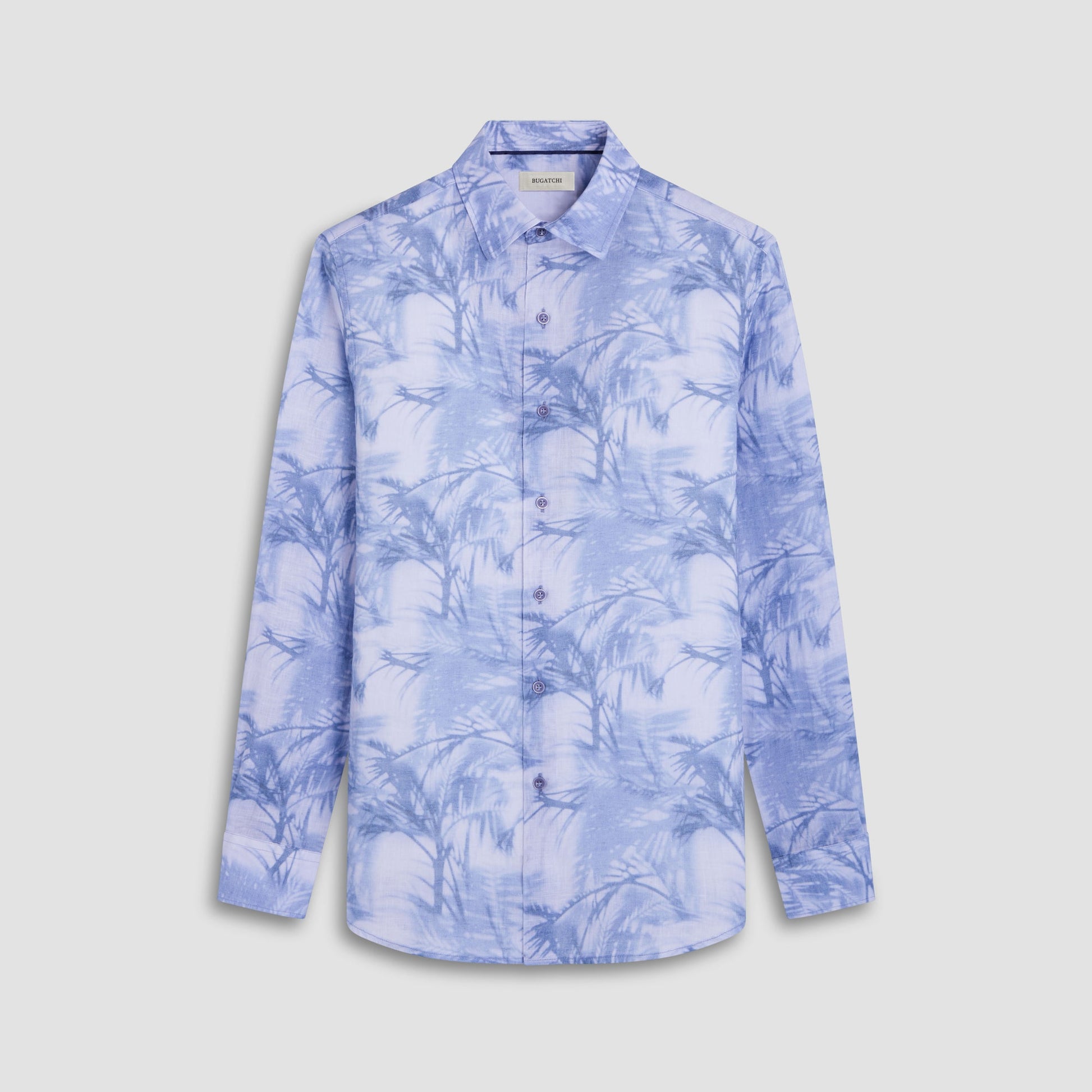 Bugatchi Julian Palm Tree Shirt Steel
