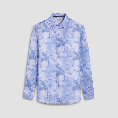 Bugatchi Julian Palm Tree Shirt Steel