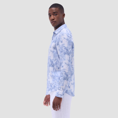 Bugatchi Julian Palm Tree Shirt Steel