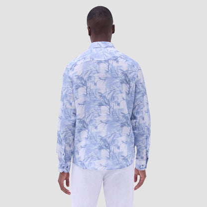 Bugatchi Julian Palm Tree Shirt Steel