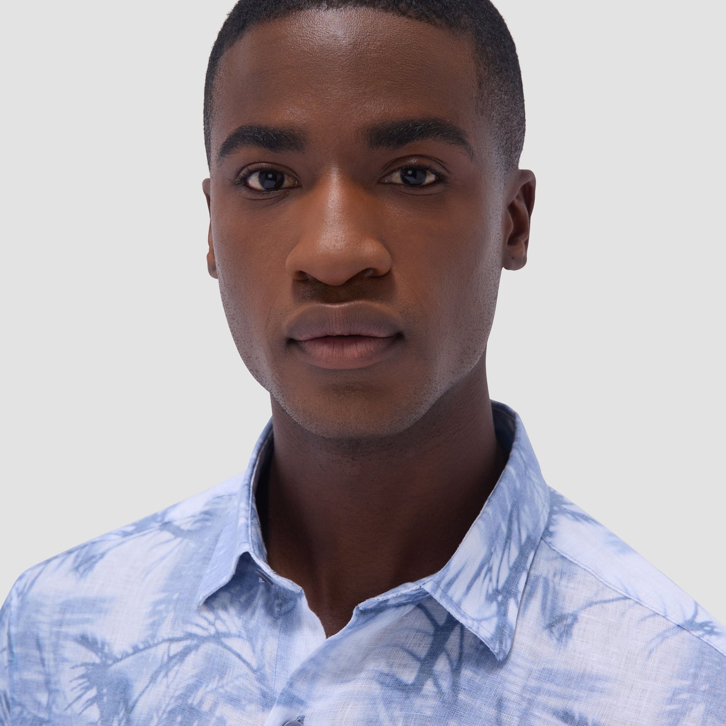 Bugatchi Julian Palm Tree Shirt Steel