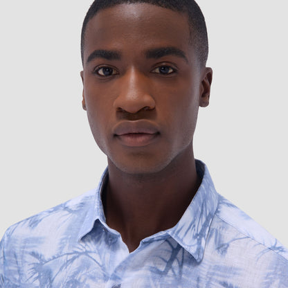 Bugatchi Julian Palm Tree Shirt Steel