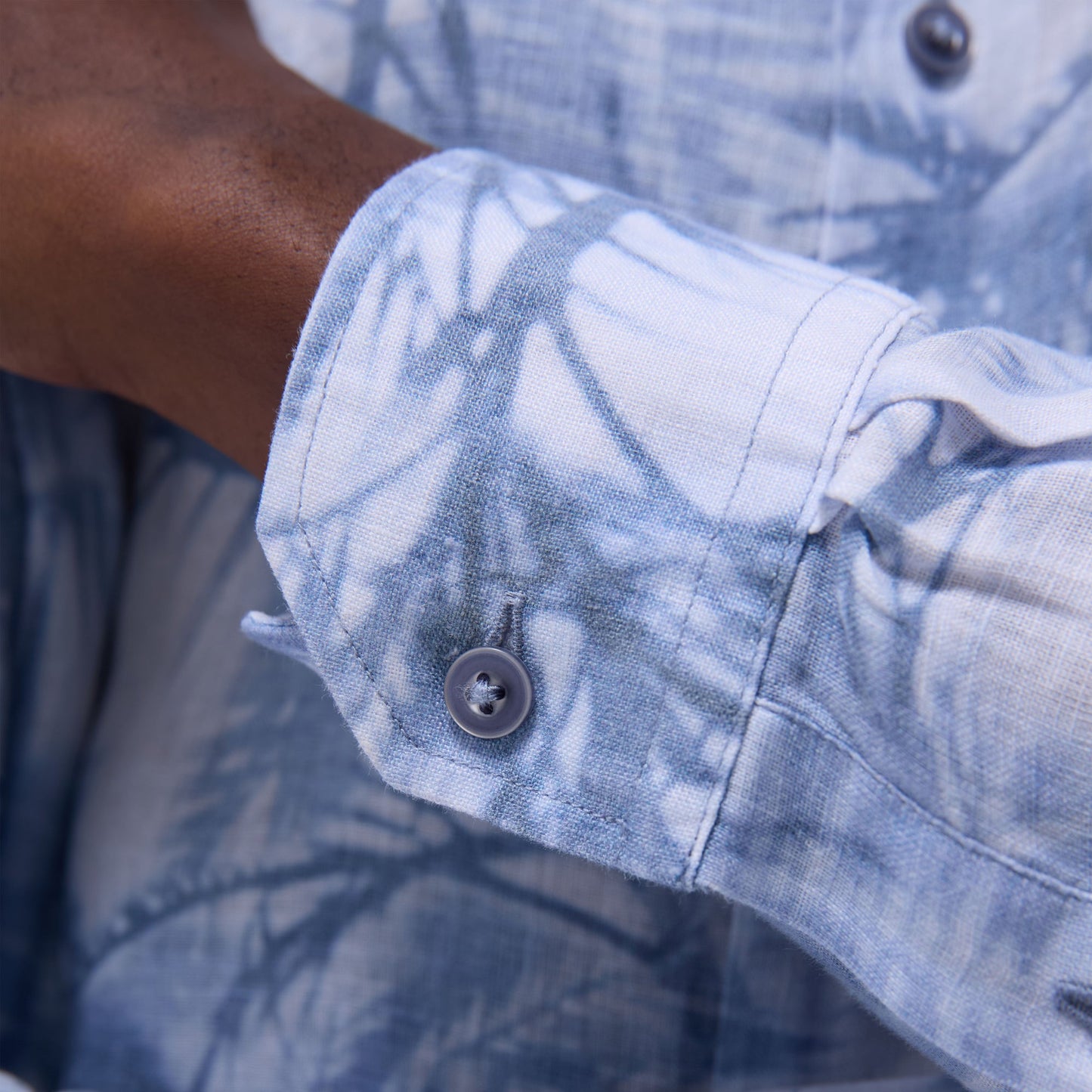 Bugatchi Julian Palm Tree Shirt Steel