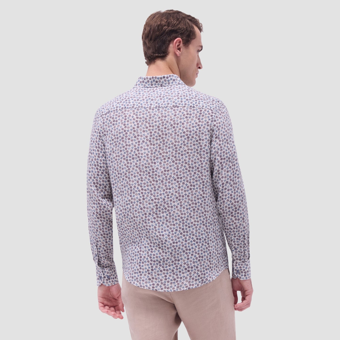 Bugatchi Julian Floral Micro Print Shirt Sand
