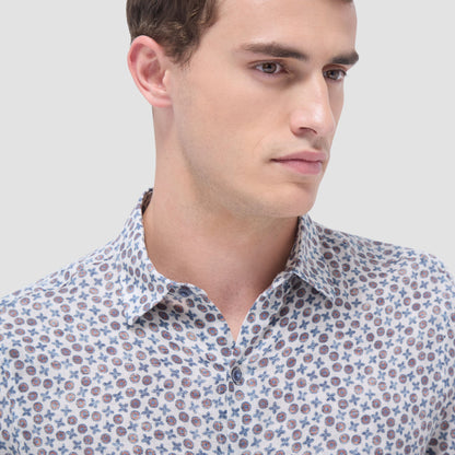 Bugatchi Julian Floral Micro Print Shirt Sand