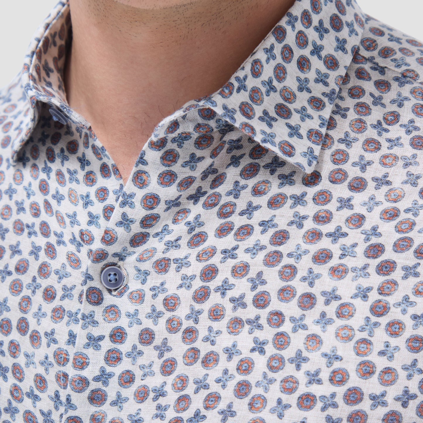 Bugatchi Julian Floral Micro Print Shirt Sand