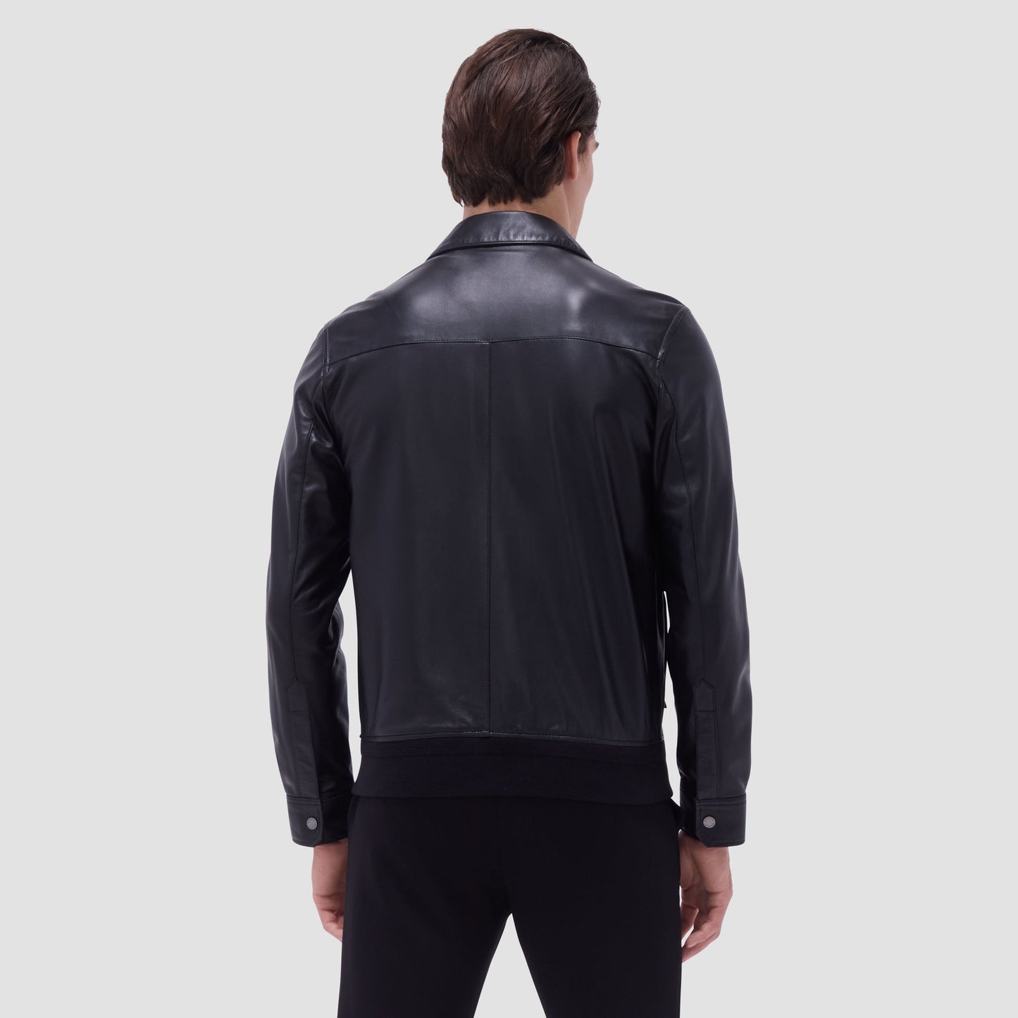 Bugatchi Leather Bomber Jacket Black