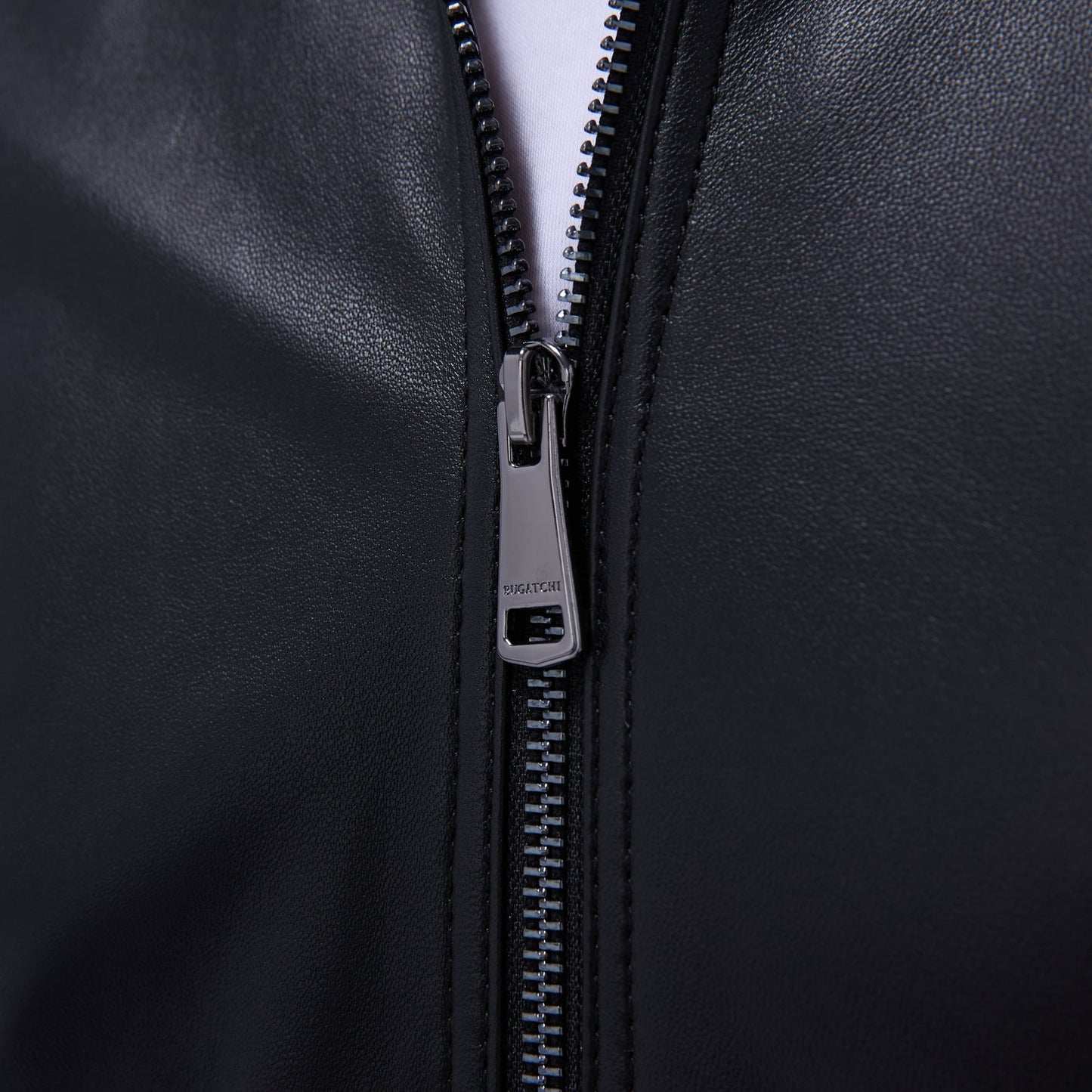 Bugatchi Leather Bomber Jacket Black