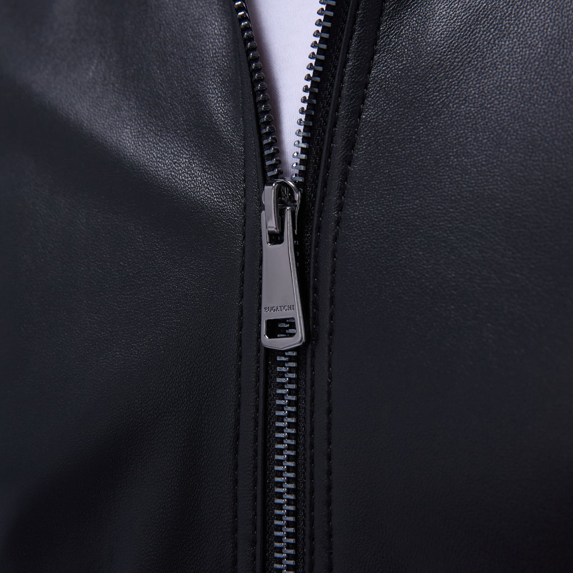 Bugatchi Leather Bomber Jacket Black