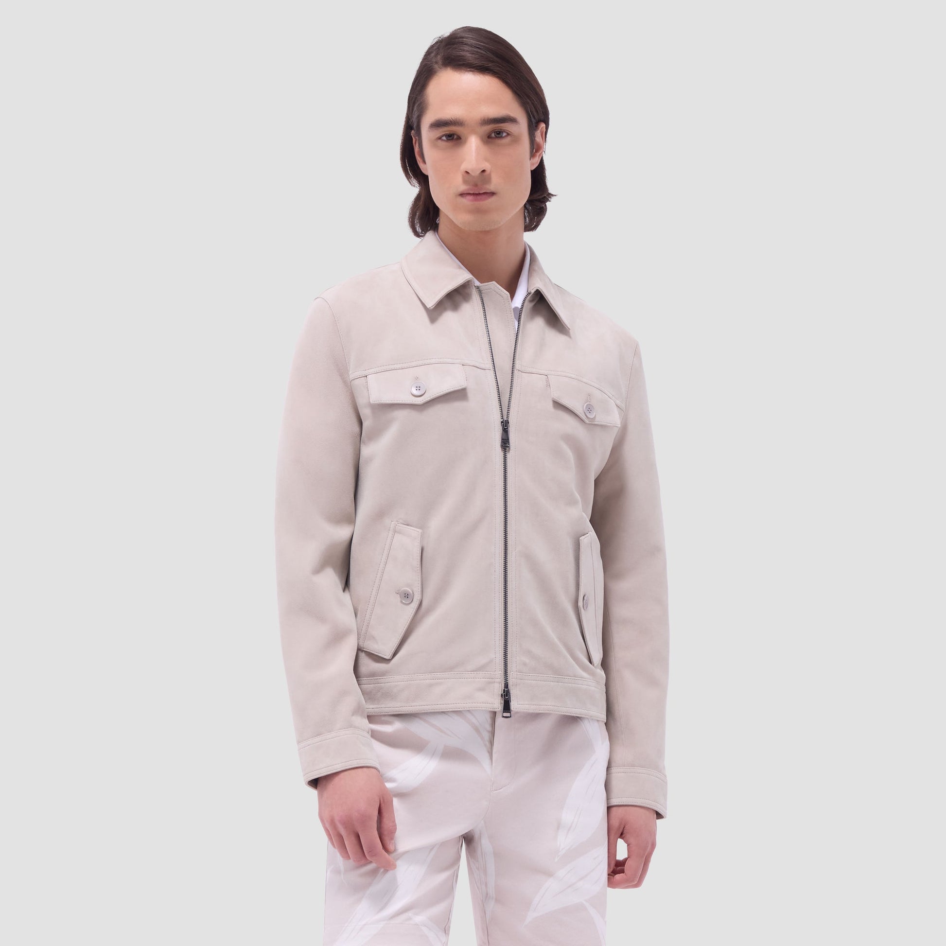 Bugatchi Suede Trucker Jacket Sand