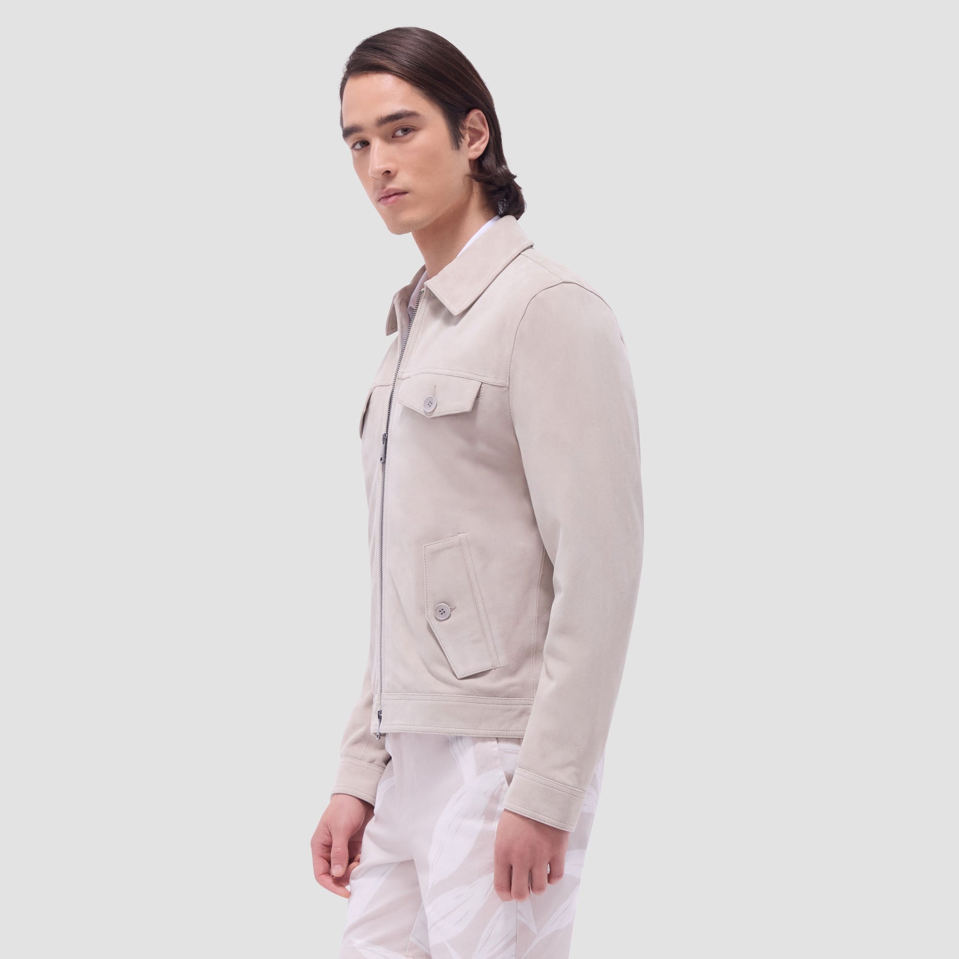 Bugatchi Suede Trucker Jacket Sand