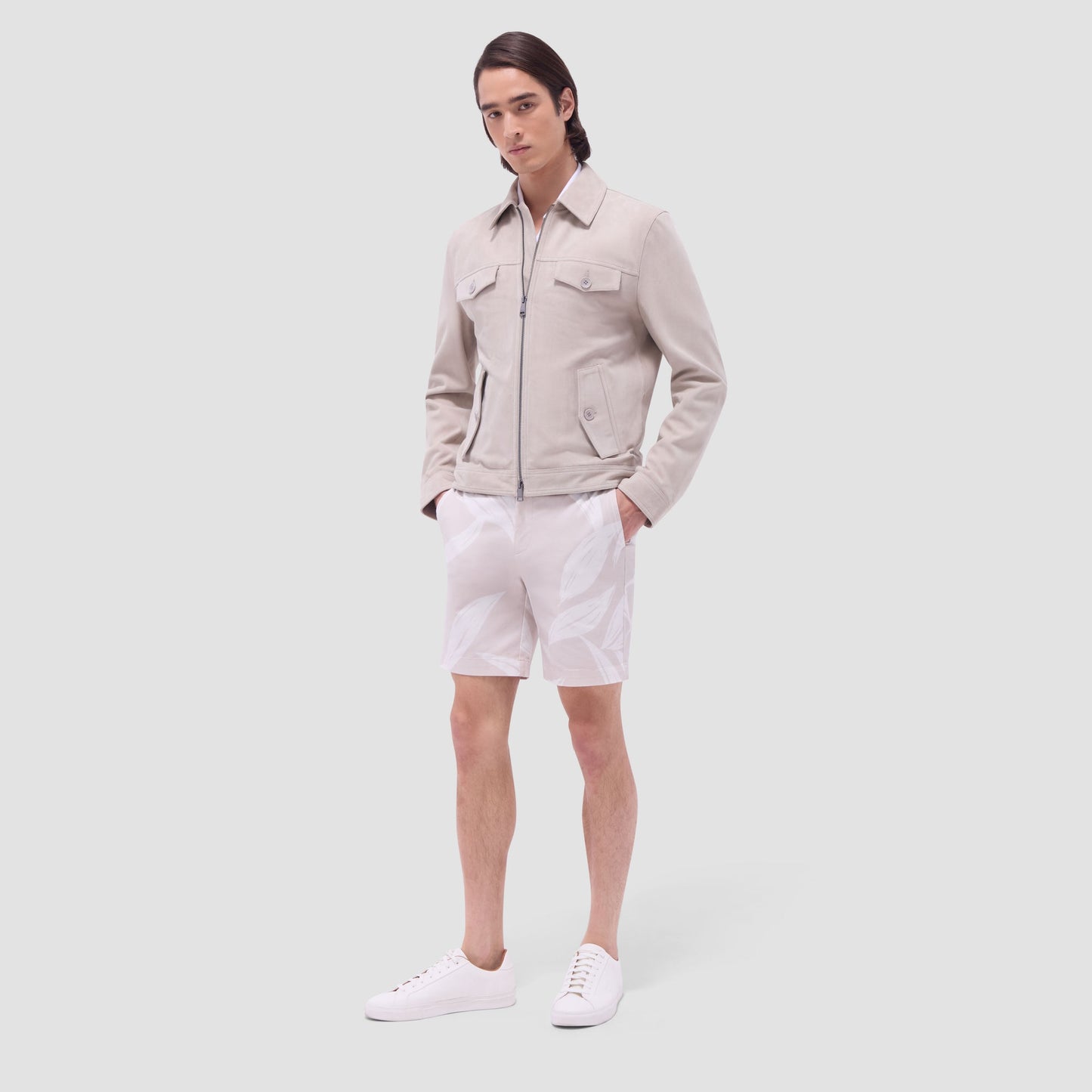 Bugatchi Suede Trucker Jacket Sand
