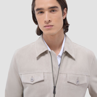 Bugatchi Suede Trucker Jacket Sand
