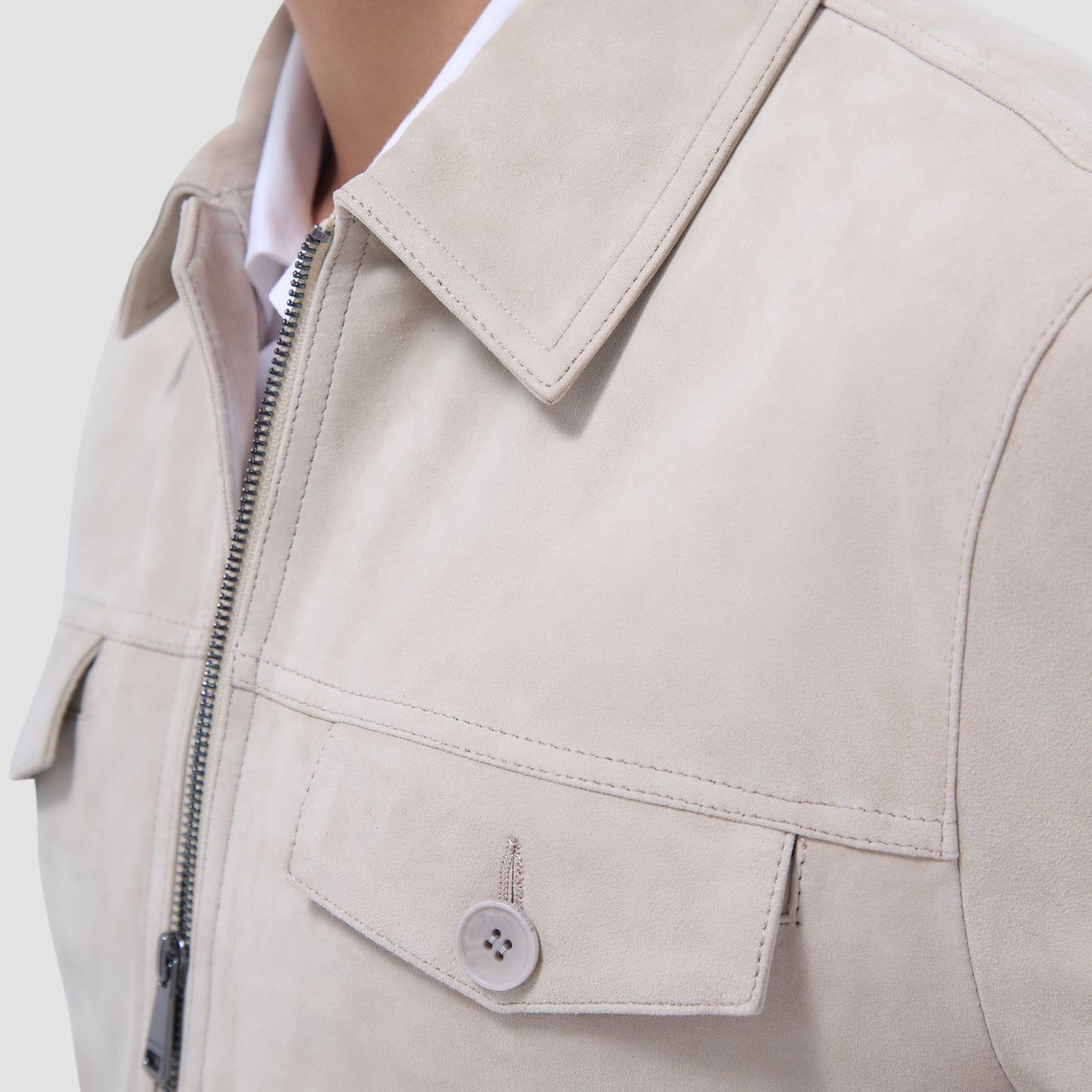 Bugatchi Suede Trucker Jacket Sand