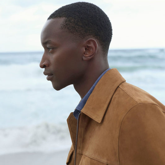Bugatchi Suede Trucker Jacket Tan