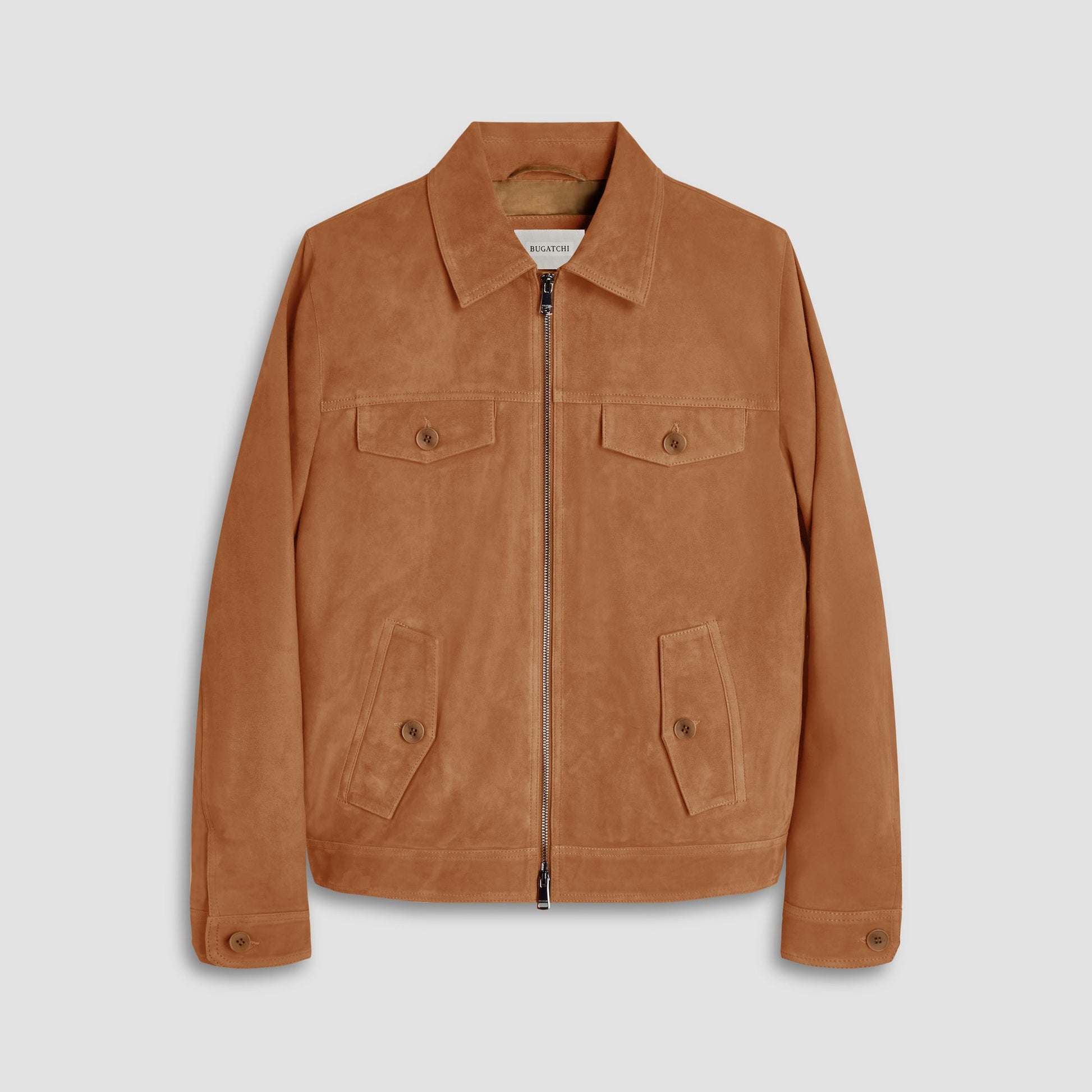 Bugatchi Suede Trucker Jacket Tan