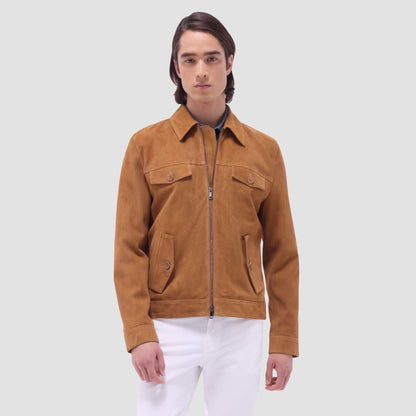 Bugatchi Suede Trucker Jacket Tan
