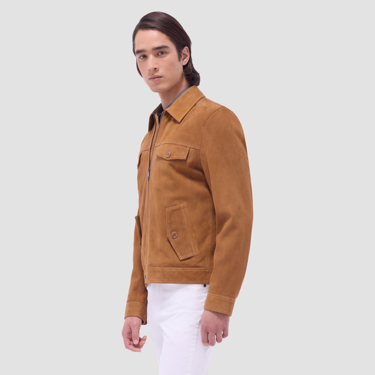 Bugatchi Suede Trucker Jacket Tan
